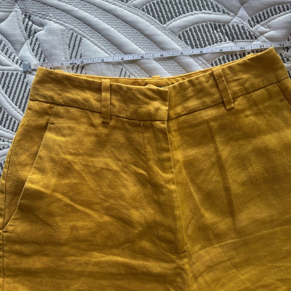 Zara Linen High-Waisted Women's Mustard Pants - Picture 5 of 8